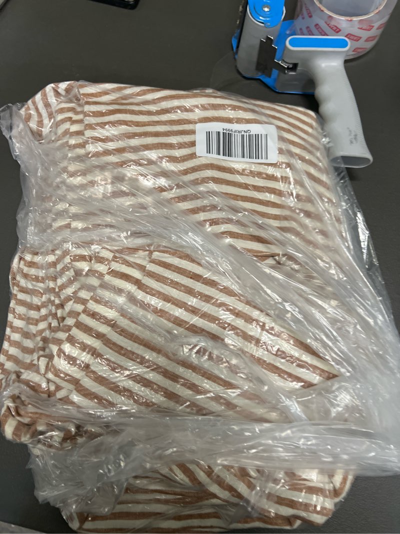 Condition photo showing Good Condition for european linen stripe duvet cover, full/queen, terracotta/white stripe