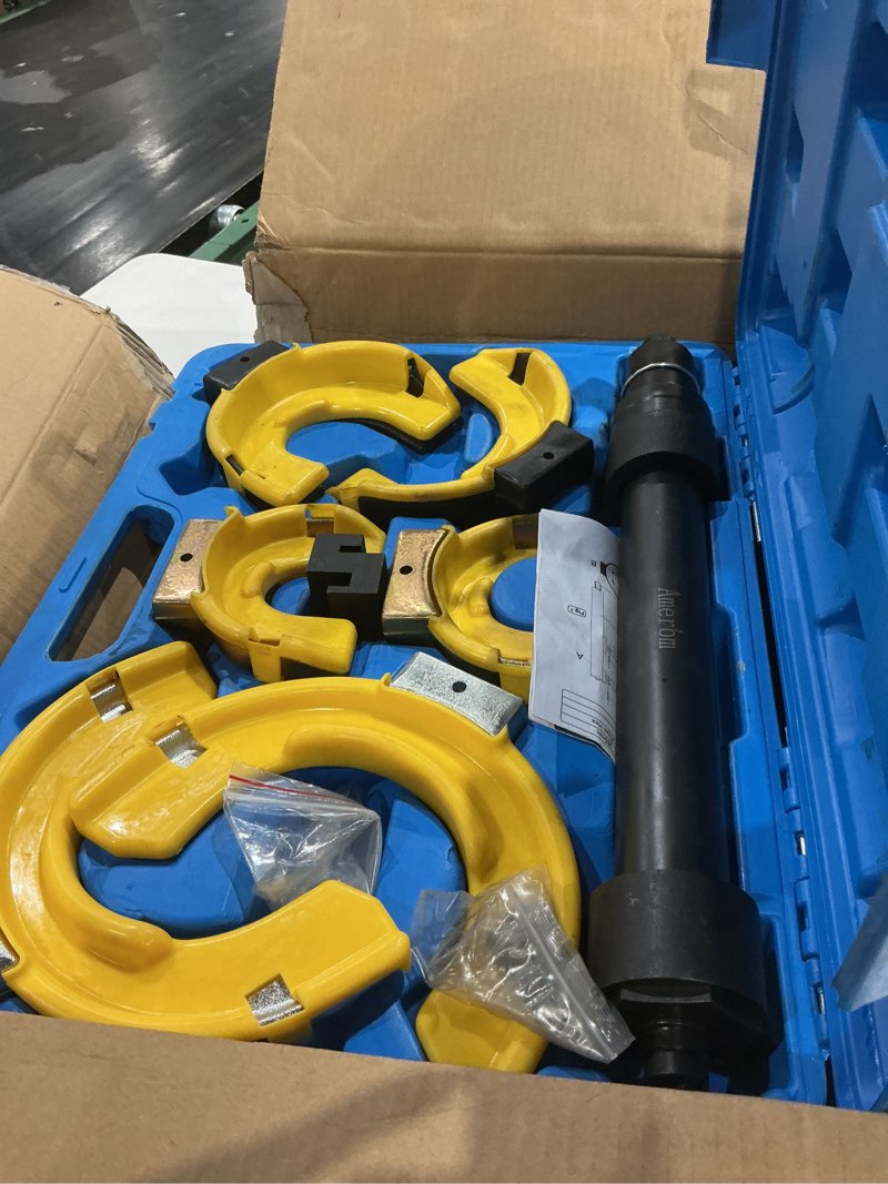 Condition photo showing Good Condition for heavy duty macpherson strut spring compressor tool - impact wrench compatible, coil spring extractor kit with overload protection & safety guard, 3 interchangeable forks for car & utv impact wrench rated