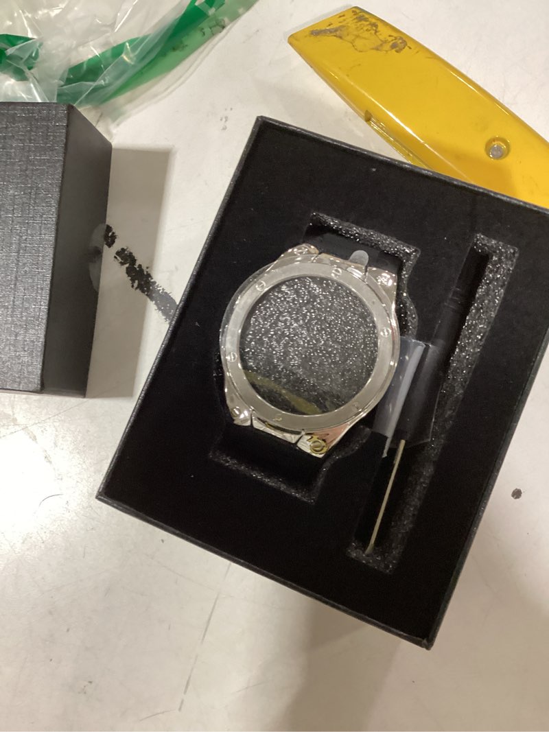 Condition photo showing Good Condition for similar product round iiteeology Compatible with Apple Watch Bands 44mm Series 6 5 4 Se, Upgraded Stainless Steel Band with iWatch Screen Protector Case for Men Women Silver/Silver Silver/Silver 44mm