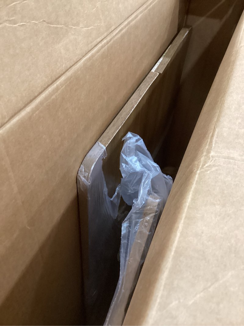 Condition photo showing As Is for vasagle maezo collection - coffee table, 2-tier center table with storage, tapered legs, curved transitions, 21.7 x 39.4 x 17.7 inches, easy to assemble, for living room, honey brown ulct249k01