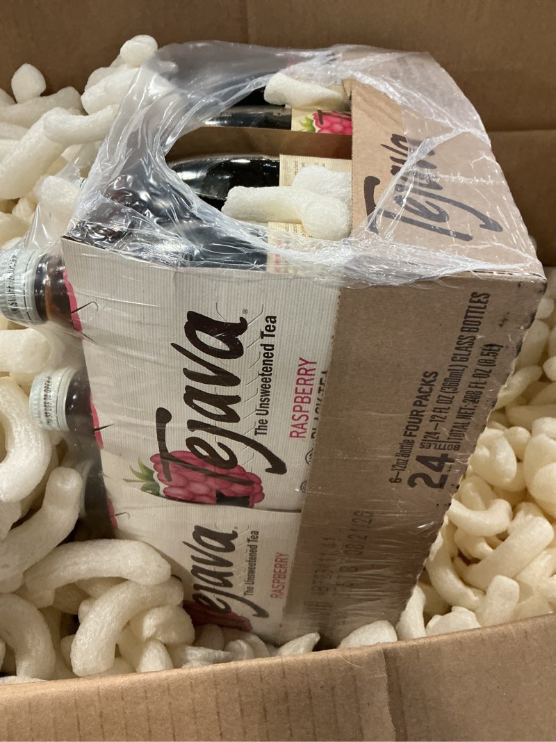 Condition photo showing New/Like New for BB 08/21/26 Tejava Raspberry Black Iced Tea, 24 Pack, 12oz Glass Bottles, Unsweetened, Non-GMO, Kosher, No Sugar or Sweeteners, No calories, No Preservatives, Brewed in Small Batches