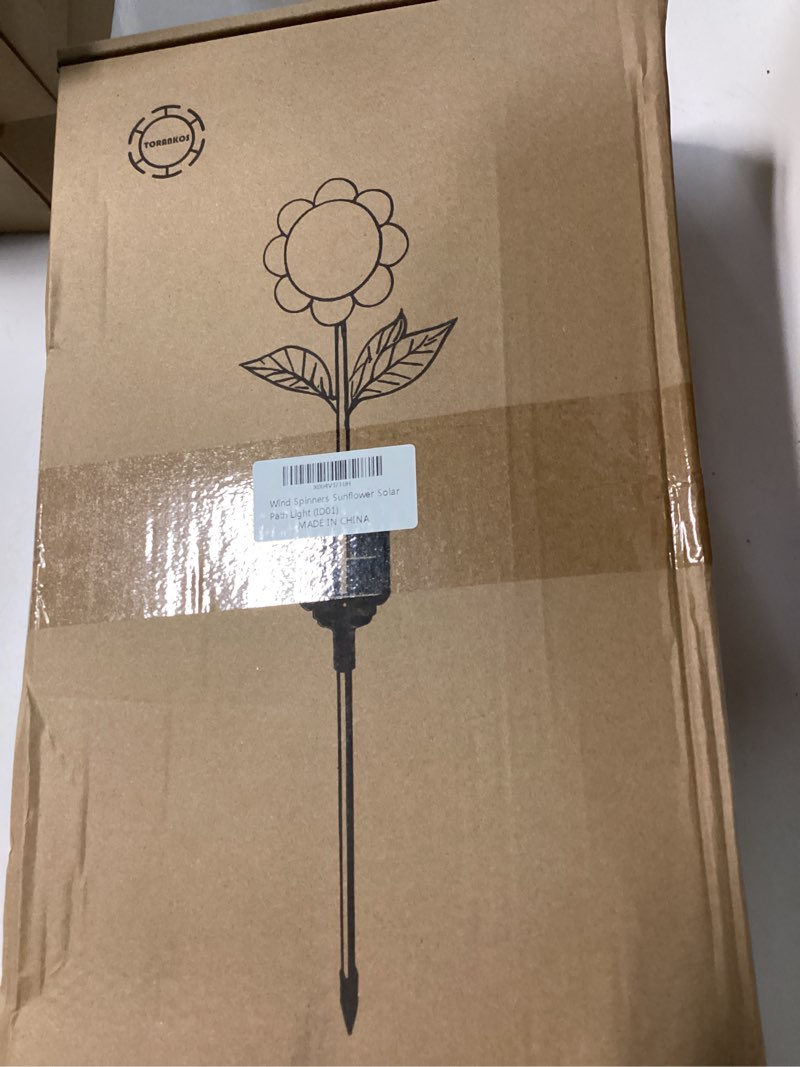 Condition photo showing New/Like New for mothers day gifts for women mom grandma – 4 pack outdoor solar garden decor, waterproof sunflower bobble face wind spinner lights, auto on/off pathway lawn yard stake windmill