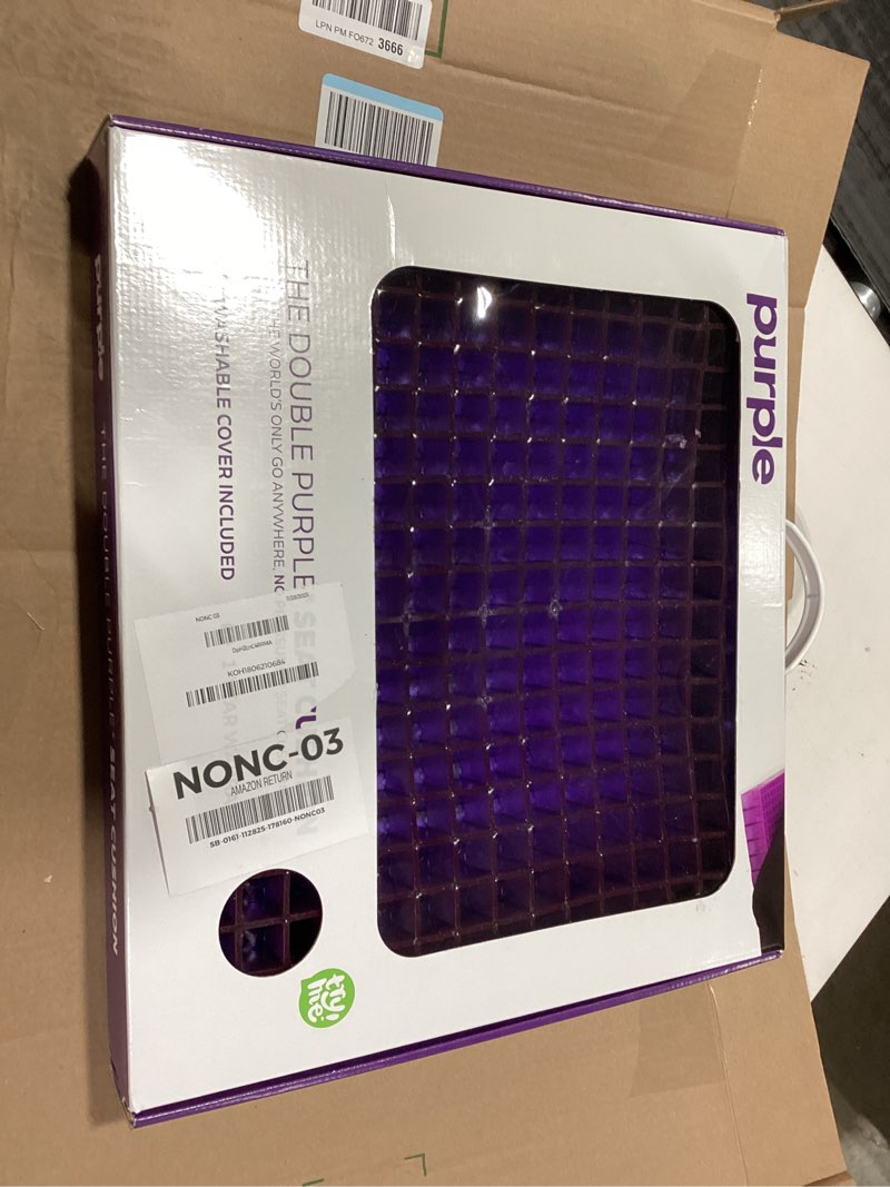 Condition photo showing Good Condition for Purple Double Seat Cushion | Pressure Reducing Grid Designed for Ultimate Comfort | Designed for Office Chairs | Made in The USA Full