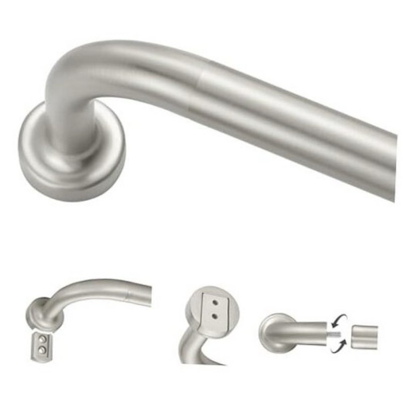 brushed nickel curtain rods for windows 66 to 120",1 inch disc wrap around curtain rod with aluminum