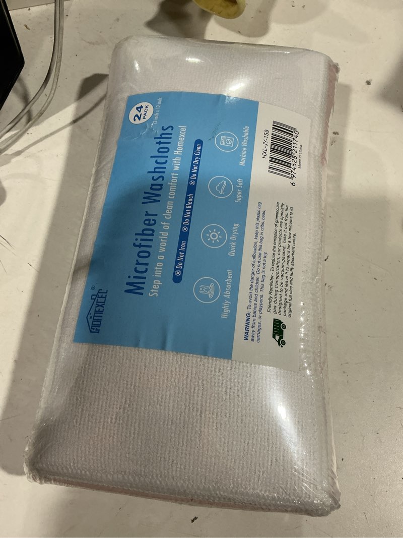 Condition photo showing New/Like New for homexcel microfiber washcloths 24 pack, highly absorbent and soft face towel, multi-purpose wash cloths for bathroom, hotel, spa, gym, and kitchen, 12x12 inch multicolor 12 x 12 inch 24