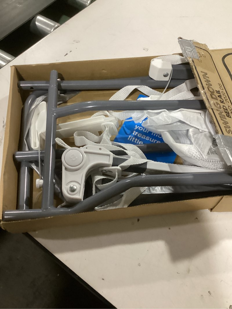 Condition photo showing As Is for Regalo Safety Swing Down Bed Rail Guard for Toddlers, Bed Safety Rail with Patented Gap Guard, Fits Twin, Full & Queen Mattress, White, Tested & Safe for 30 Years, American Designed, Family Owned 43 Inch