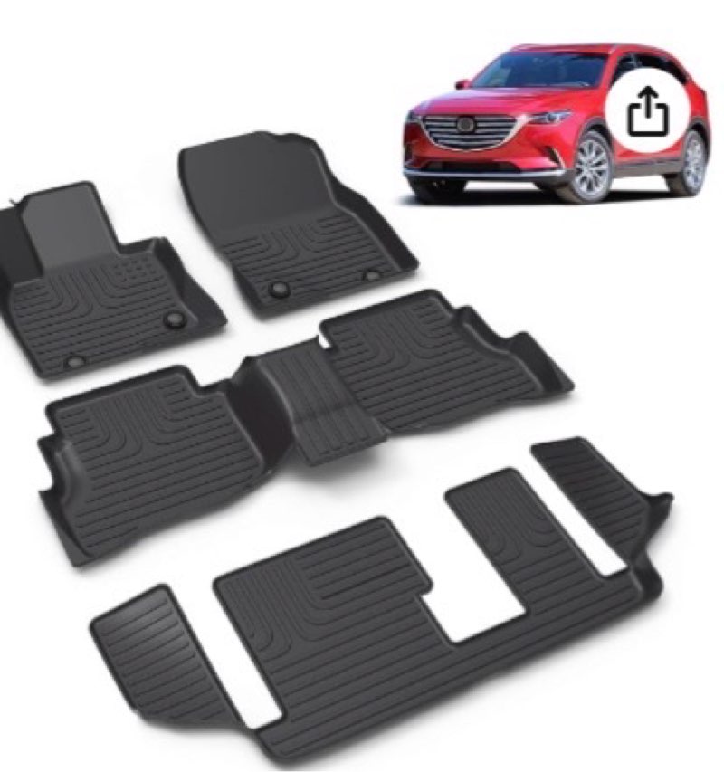 VOUKIY All Weather Car Floor Mats Fit for Mazda CX-9 7 Seater 2016-2023 Automotive Floor Liners CX9 