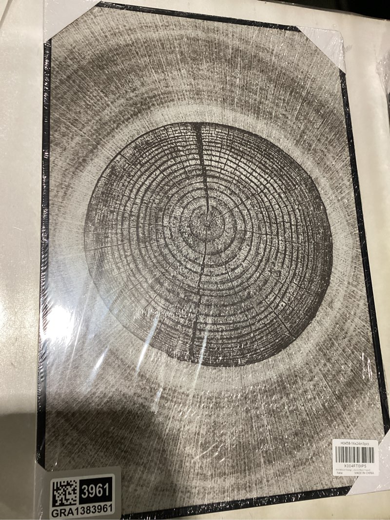 phopago vintage wood tree rings wall art 16x24in farmhouse rustic framed canvas paintings living roo