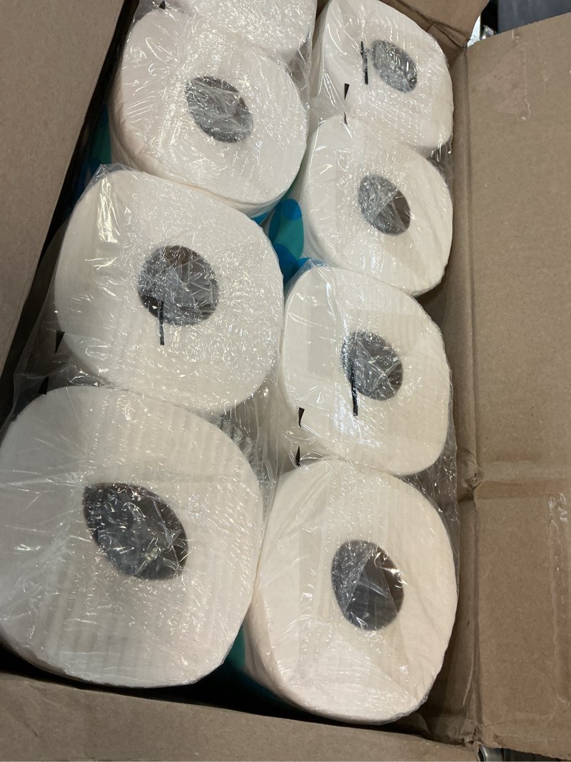 Condition photo showing New/Like New for amazon brand - presto! 2-ply ultra-soft toilet paper, septic-safe, 24 family mega rolls = 120 regular rolls, 308 sheets, unscented, pack of 4 313 sheet (pack of 24)