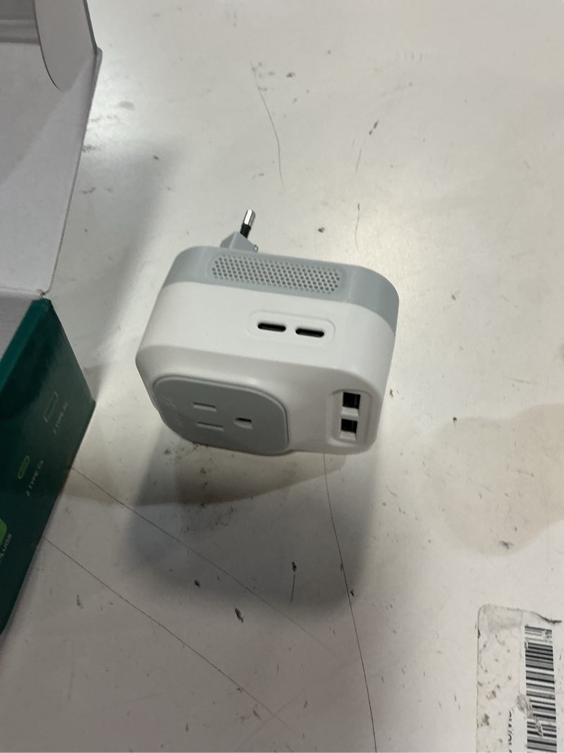 Condition photo showing Good Condition for voltage converter us to europe with 2 usb a & 2 usb c ports fast charging, 220v to 110v converter for european travel power converter adapter combo for germany france italy spain (white)