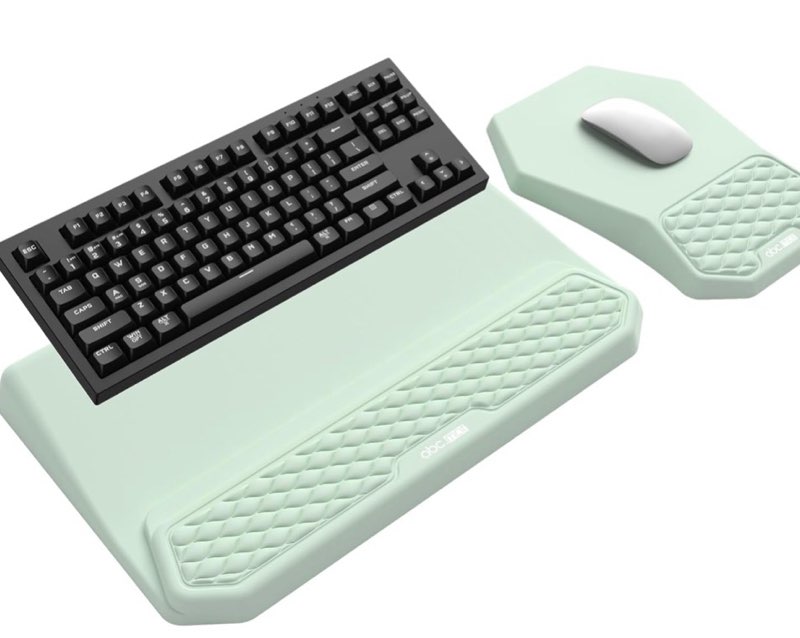 3-in-1 ergonomic keyboard stand with wrist rest & mouse pad set, comfy keyboard riser holder soft mo
