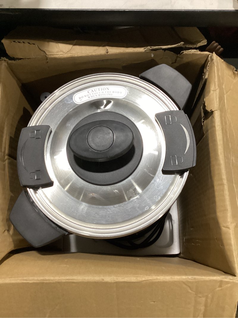 Condition photo showing As Is for sybo sr-cp-50b commercial grade stainless steel percolate coffee maker hot water urn for catering, 50-cup 8 l, metallic 8l metallic