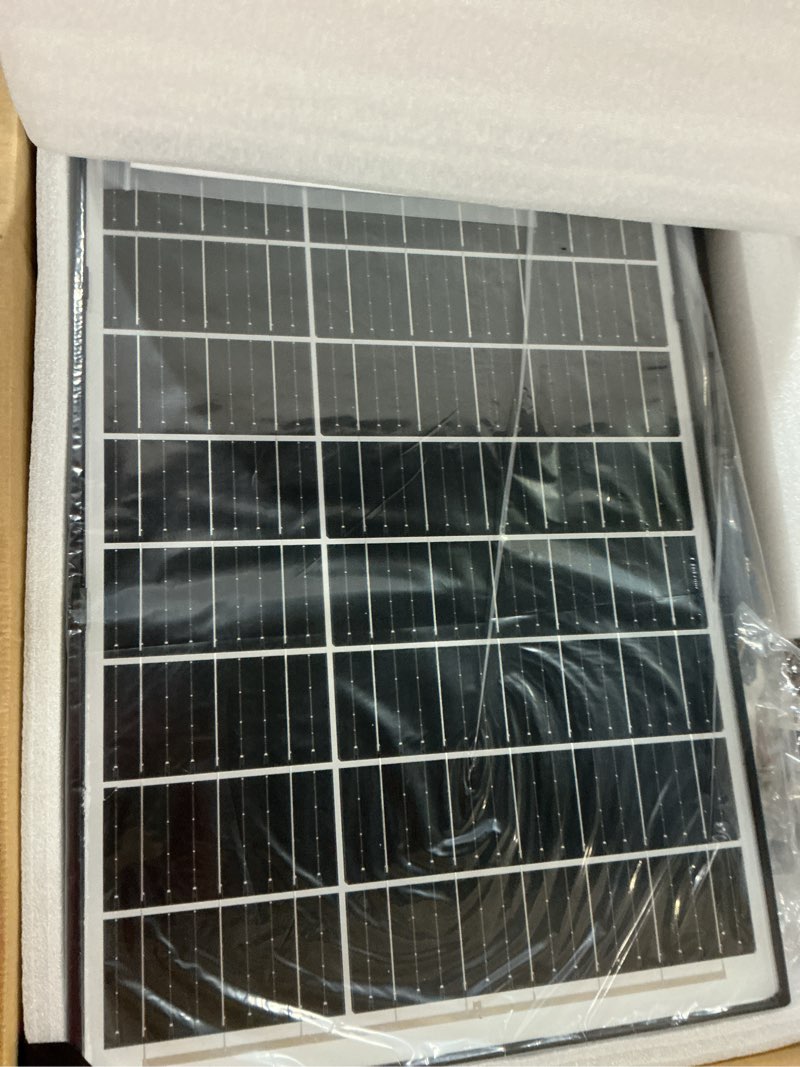 Condition photo showing New/Like New for okpro 9000w solar street lights outdoor, ip66 waterproof commercial solar powered flood light with motion sensor & remote, dusk to dawn security lighting for yard, farm, parking lot, garage, fence 9000 1