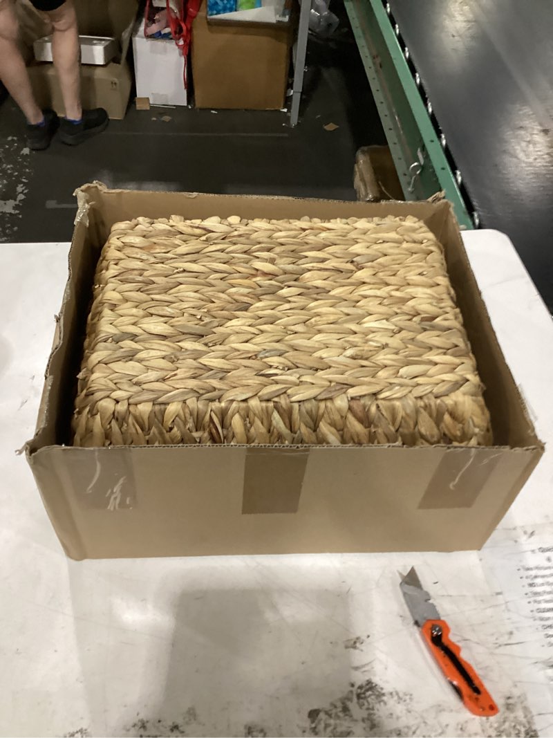 Condition photo showing As Is for wicker storage baskets for shelves water hyacinth woven basket with built-in handles large closet storage bins for organizing(2-pack)