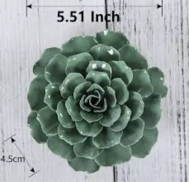 AMERRY Ceramic 3D Flower Wall Art, Handmade Hanging Sculpture, Porcelain Decor for Home Office (Dark