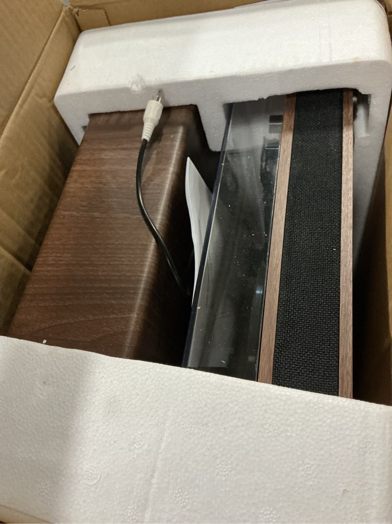 Condition photo showing Good Condition for Vinyl Record Player with Dual Stereo Bookshelf Speakers Vintage Turntable with Bluetooth Wireless Playback Belt Drive 3-Speed Playback Record Player Support RCA Out Auto Stop Wooden