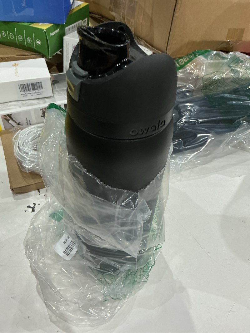 Condition photo showing As Is for owala freesip insulated stainless steel water bottle with straw, bpa-free sports water bottle, great for travel, 32 oz, very, very dark very, very dark 32 ounces