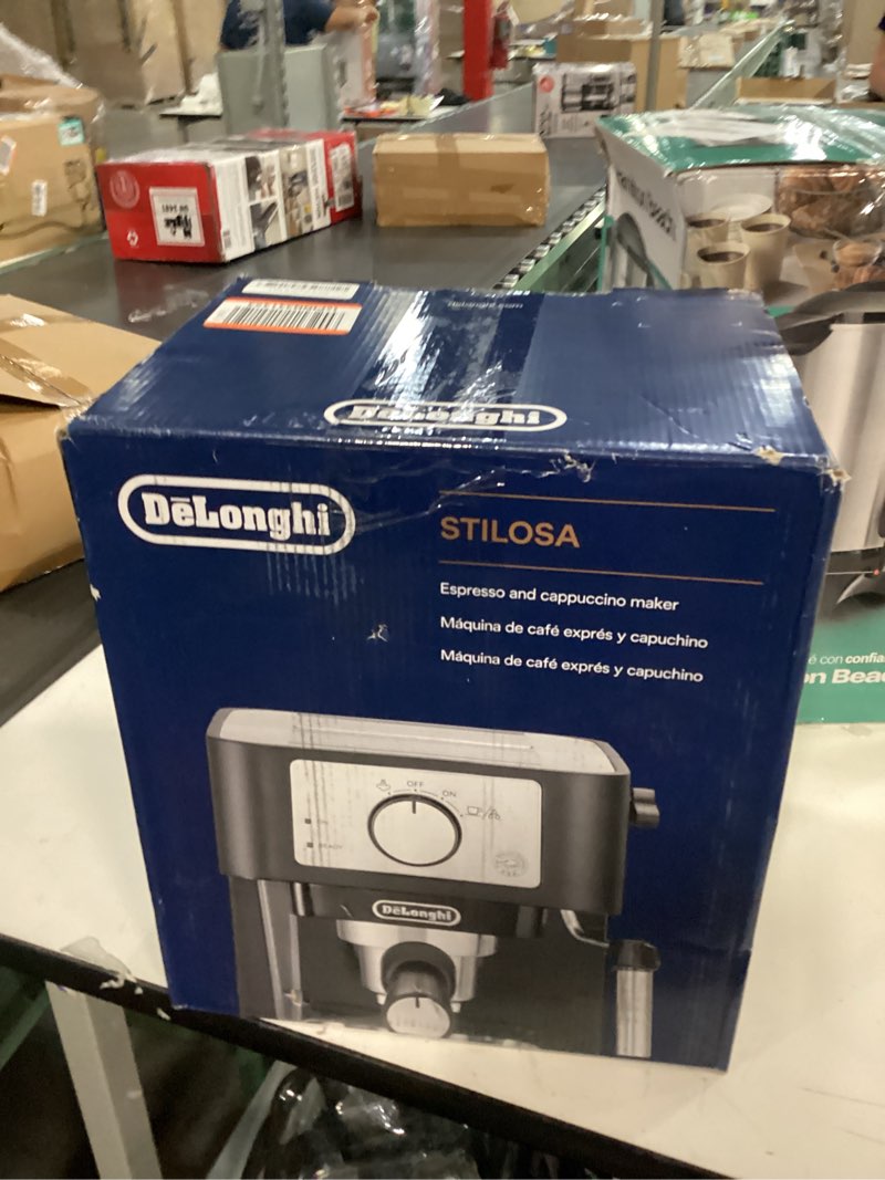 Condition photo showing As Is for De'Longhi Stilosa Manual Espresso Machine, Compact Coffee Maker, 15 Bar Pump Pressure, Manual Milk Frother Steam Wand for Authentic Single & Double Espresso, Lattes & Cappuccinos, Tamper Included