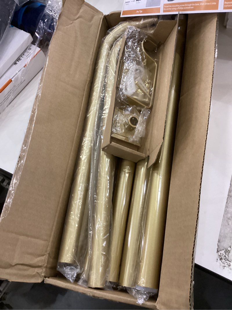 Gold Curtain Rods for Windows 66-120Inch(5.5-10ft) Heavy Duty French Return Rod, Wrap Around Blackou