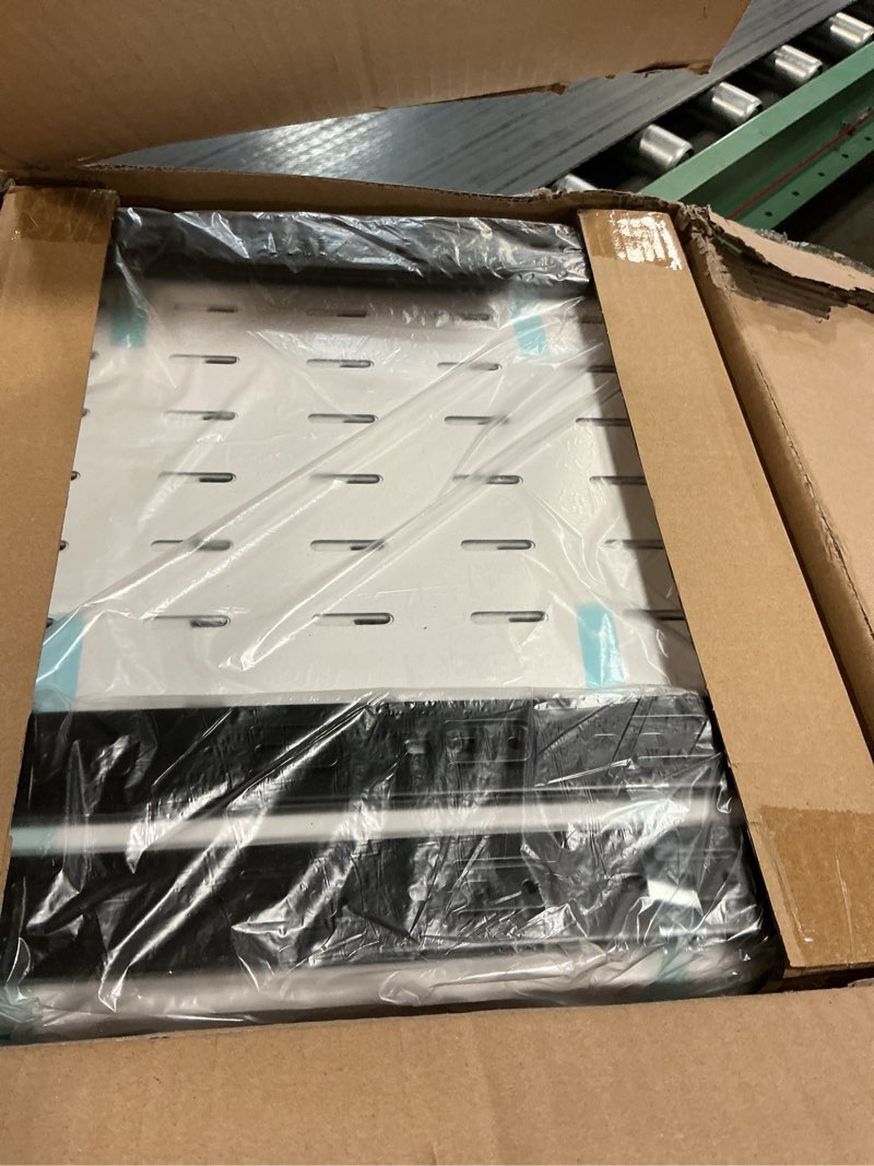 Condition photo showing Good Condition for 2 pack pull out cabinet organizer, expandable width(14"-24"), depth(13"-24") with 3 rails, slide out drawers with raising pad for framed cabinets, with adhesive film for cabinets in kitchen, white