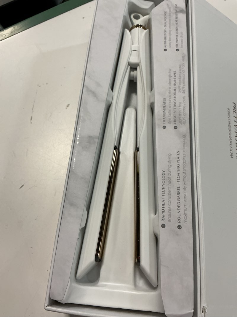 Condition photo showing Good Condition for kristin ess 3-in-one titanium hair straightener and curler 2 in 1 combo + waver for women - 1 1/4" - 440 degrees - professional ionic dual voltage flat iron + travel cap - frizzy, curly + thick hair 1 count (pack of 1)
