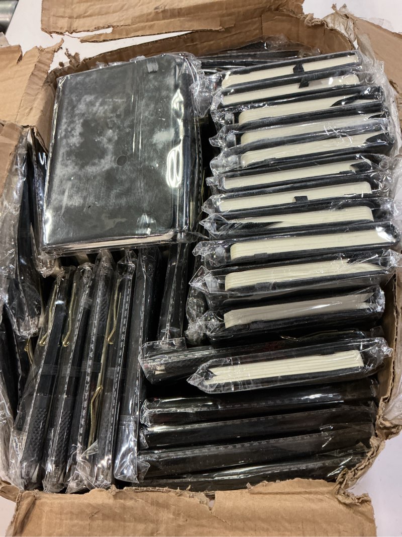 Condition photo showing Good Condition for 50 pack pocket notebook journals with pens, 160 pages, 3.5x5.5 inches, a6 mini notebooks small journals college ruled hardcover notebook pu leather notepad with pen holder for office school