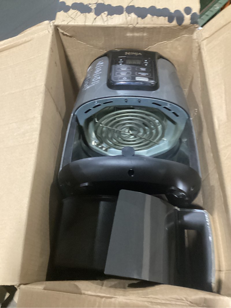 Condition photo showing As Is for ninja | air fryer | 4-in-1 pro air fry, roast, reheat, dehydrate | 5qt capacity fits up to 4lbs of french fries | 400f max temp | nonstick basket & crisper plate | 120v | grey | af141 5 qt