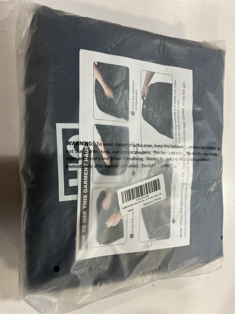 Condition photo showing New/Like New for garment bag for travel - wrinkle-resistant carry on suit bag with shoe compartment & shoulder strap, convertible 2-in-1 waterproof duffel bags for business trips/weekend getaway, blue
