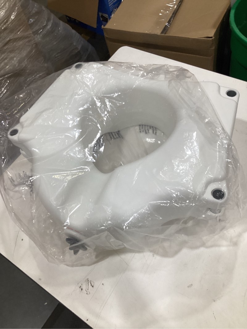 Condition photo showing New/Like New for drive medical 2-in-1 raised toilet seat with removable padded arms - elevated bathroom safety support - secure locking attachment - easy height assistance - durable construction, standard toilets