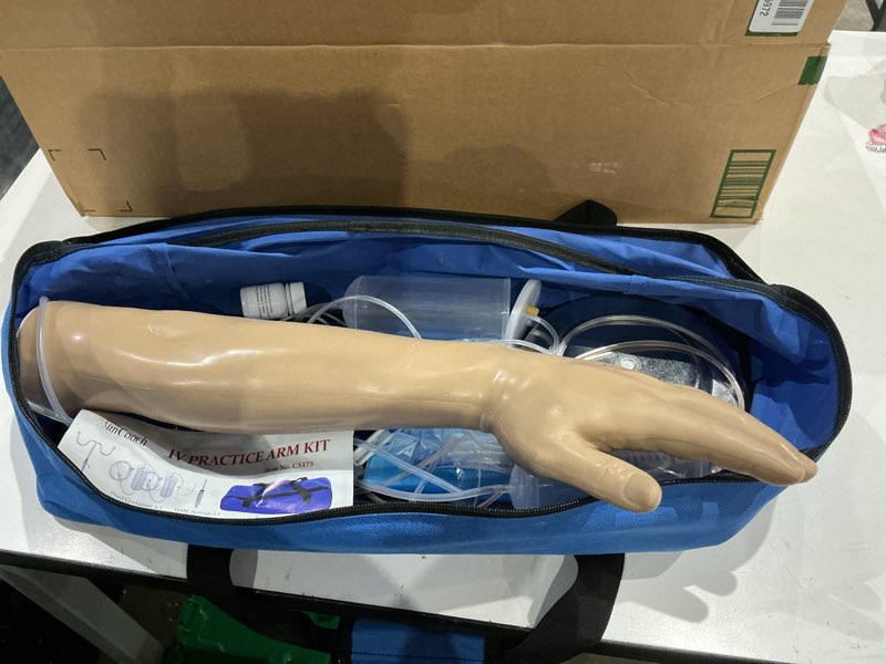 Condition photo showing As Is for similar to phlebotomy practice kit, iv practice arm with veins, blood draw & venipuncture training for iv insertion practice, iv injection practice kit for medical education and demonstration only white