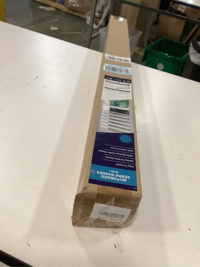 Condition photo showing New/Like New for MUSCLEAREA Motorized Blinds Smart Zebra Shades with Remote Control Dual Layer Horizontal Automatic Blinds Sheer Electric Shades Light Filtering for Windows Compatible with Google Alexa Grey 34" Wx72 H