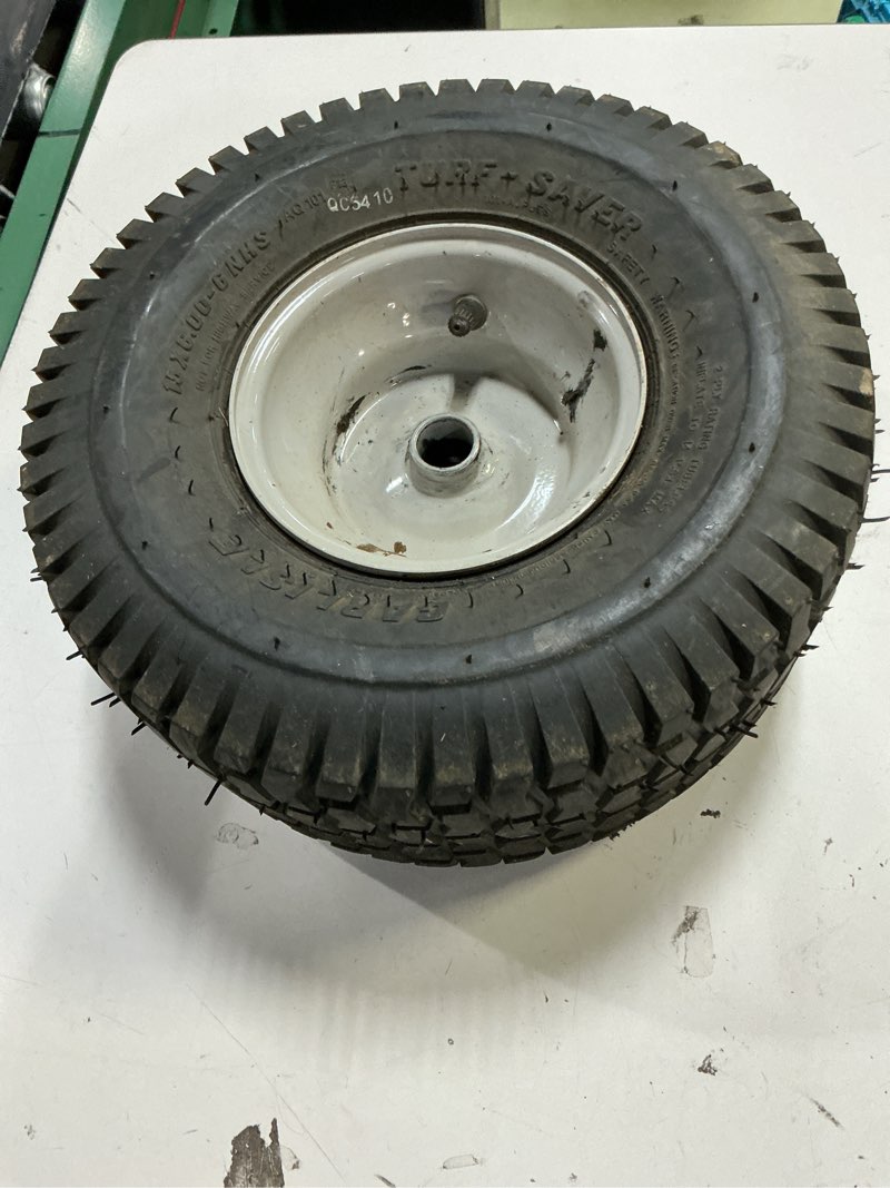 Condition photo showing As Is for sunbelt 15-in x 6-in-6 in front wheel for riding mower/tractor