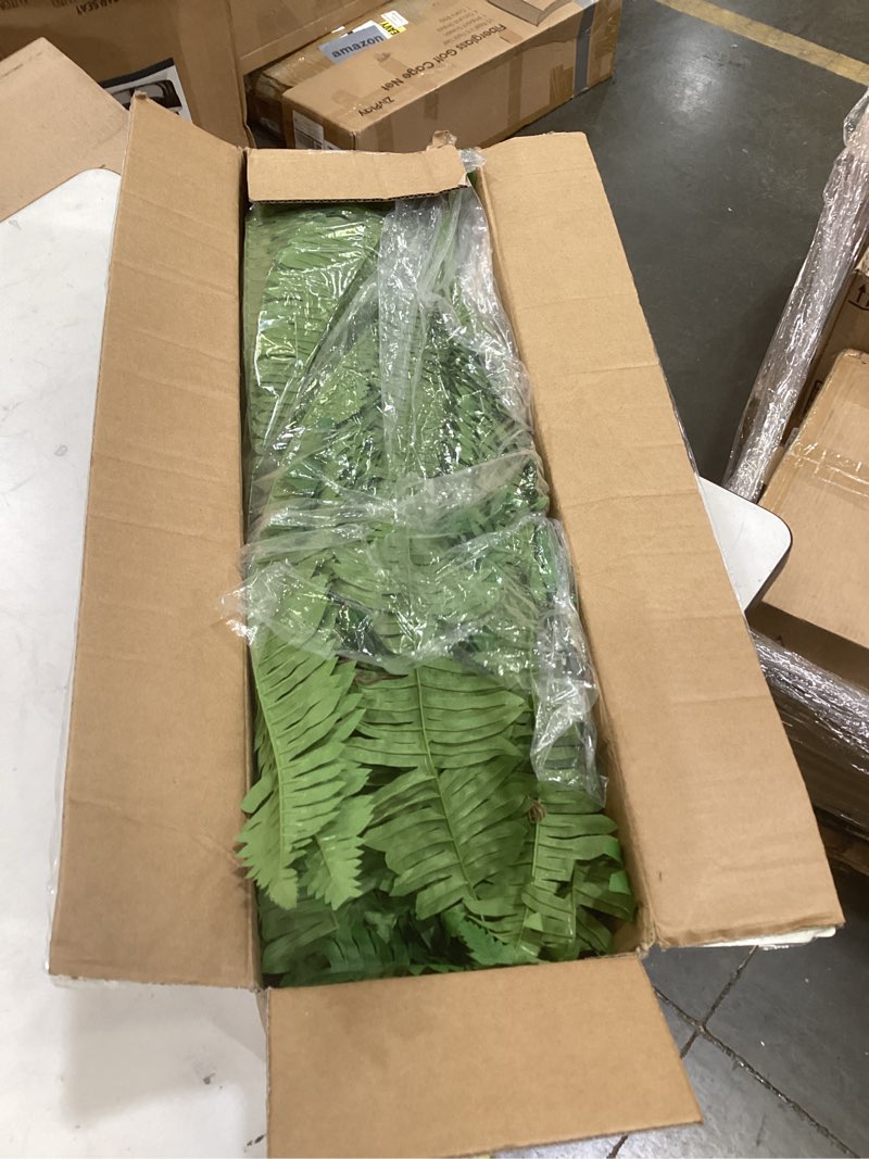 Condition photo showing New/Like New for cqure 50" large fake fern artificial ferns for outdoors,96 branches set of 2 realistic artificial boston ferns bush plant for indoor outdoor garden porch decor 50" 96 leaves-2pc