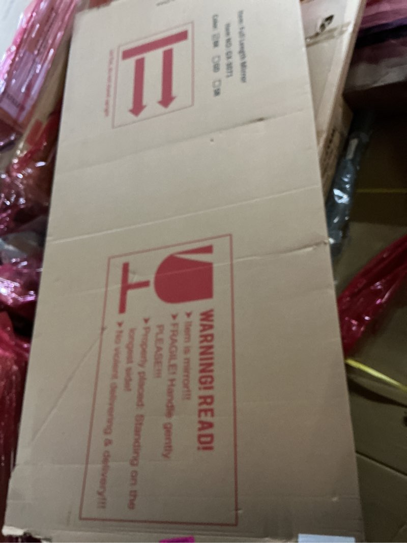 Condition photo showing New/Like New for TinyTimes 71''x30'' Oversized Arched Full Length Mirror Large Full Body Floor Mirror with Stand for Hanging, Big Full Size Long Mirror with Aluminum Frame for Bedroom, Living Room (Black) Black 71"L x 30"W