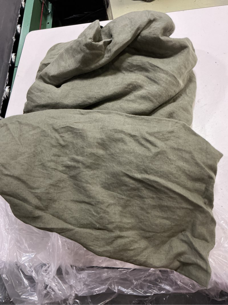 Condition photo showing Good Condition for european linen duvet cover set, king/cal king, dusty olive quince
