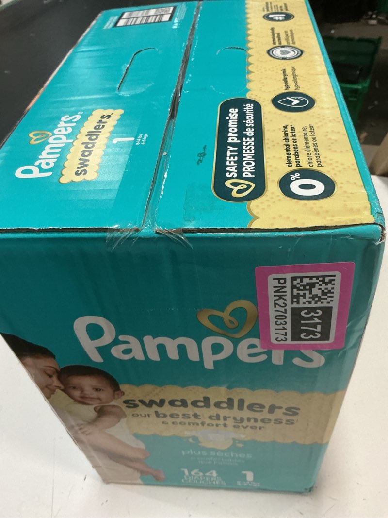Condition photo showing New/Like New for Pampers Swaddlers Diapers, Size 1 (8-14 lbs), 164 Count, Absorbent, Keeps Baby Dry and Comfortable, Skin Safe Disposable Baby Diaper Size 1 164