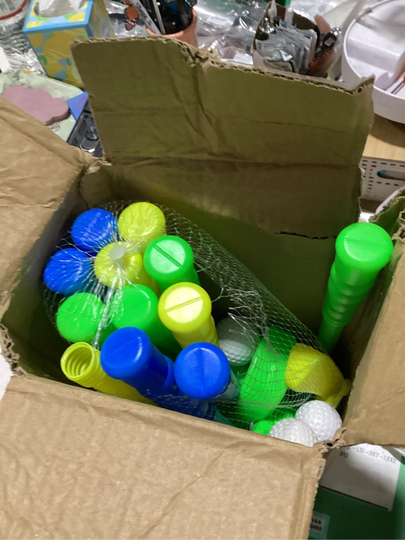 Condition photo showing Good Condition for 24 pcs plastic mini golf clubs for toddlers, kids golf birthday party favors, kids clubs and balls toy set, toddlers outdoor indoor lawn sports for boys girls party supplies(classic) yellow, blue, green