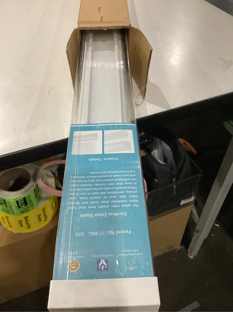Condition photo showing As Is for myshade roller shades zebra blinds for windows cordless day and night light filtering dual layer roller blinds 33" x 72" white white 33"w x 72"h