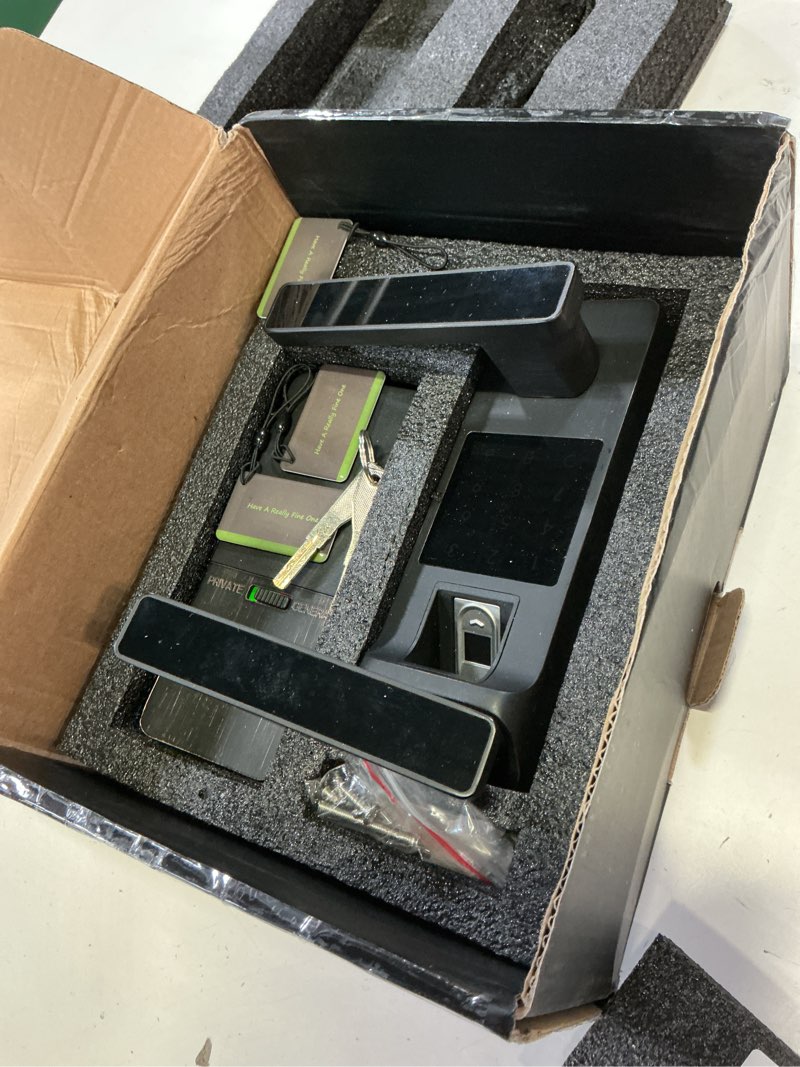 Condition photo showing Good Condition for smart door lock, heavy duty 5 in 1 keyless entry door lock, full app control digital keypad lock, reversible handle with fingerprints and passcodes for family/office/apartment (black)