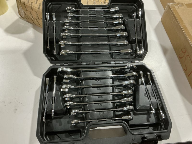 Condition photo showing Good Condition for horusdy 20-piece ratcheting wrench set, sae and metric, ratchet wrench set, they roll up neatly in an organizer box for storage in