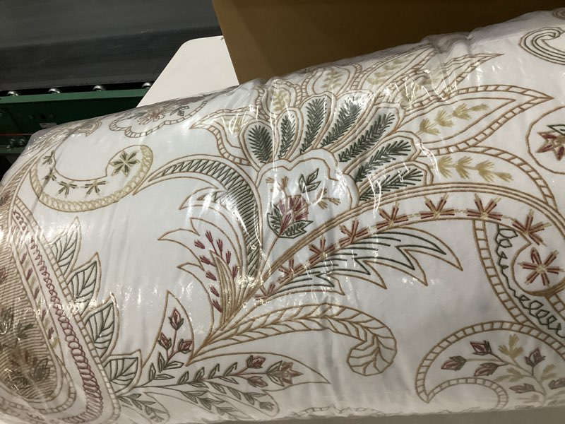 Condition photo showing As Is for Nanko Paisley Comforter Set King Size 3 Pcs, Tan Taupe Classy Boho Damask Printed Pattern Soft Micro
