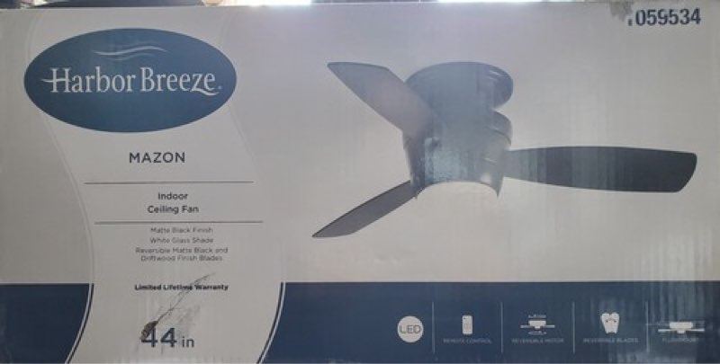 Harbor Breeze Mazon 44" Black LED Indoor Ceiling Fan 1059534
