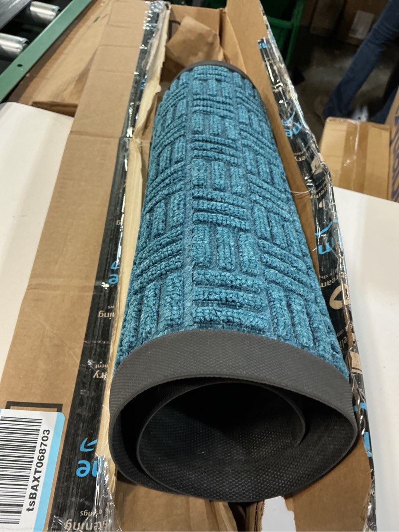 Condition photo showing Good Condition for olanly front door mat indoor outdoor entrance, waterproof heavy duty doormat, fade resistant, low profile, easy clean patio porch welcome floor mats for entry, 33x21, blue 33" x 21" blue