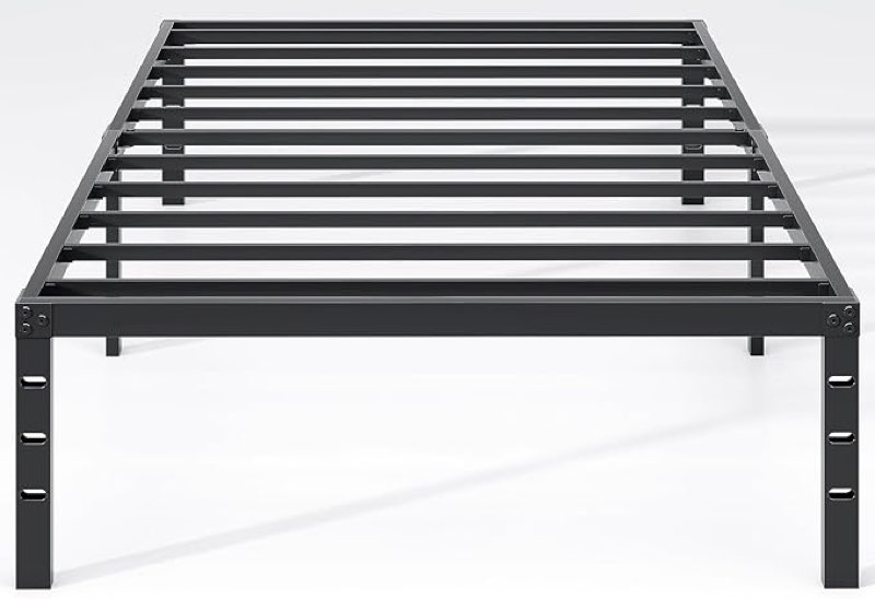 Metal Bed Frame,Twin Size Bed Frame with Storage Space,Heavy Duty Sturdy Mattress Foundation,Easy Assembly,No Box Spring Needed, Black,18 Inch,Twin