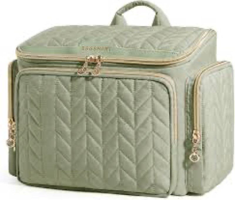 bagsmart travel toiletry bag, large wide-open travel bag for toiletries, makeup cosmetic travel bag with handle-green