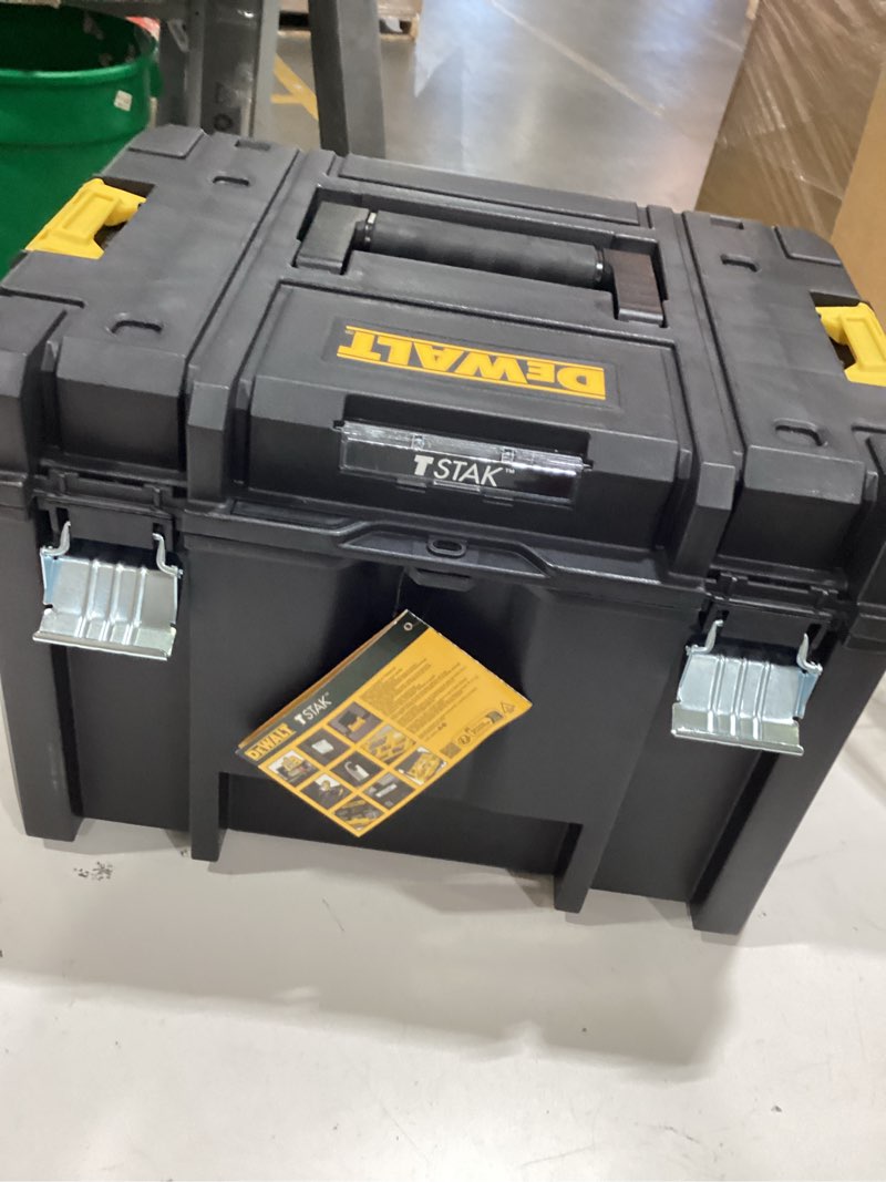 Condition photo showing Good Condition for dewalt tstak tool box, extra large design, removable tray for easy access to tools, water and debris resistant (dwst17806)