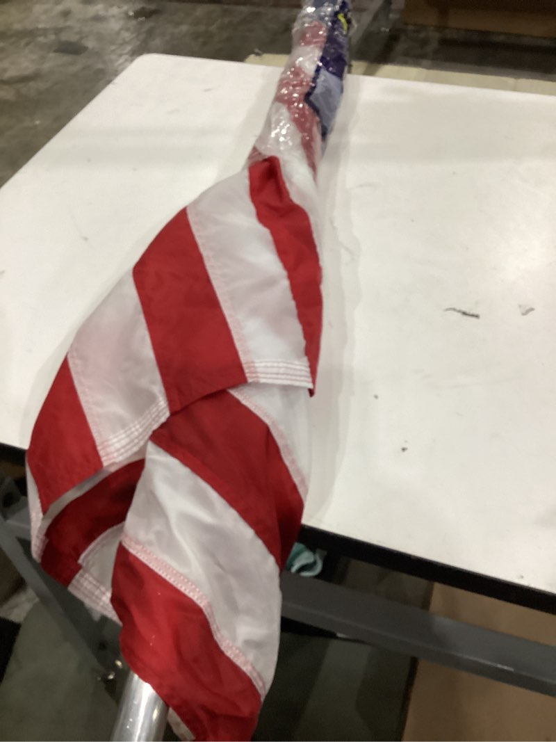 Condition photo showing As Is for valley forge 3x5ft. nylon us flag kit with 6ft. 1.25in. aluminum pole and aluminum bracket