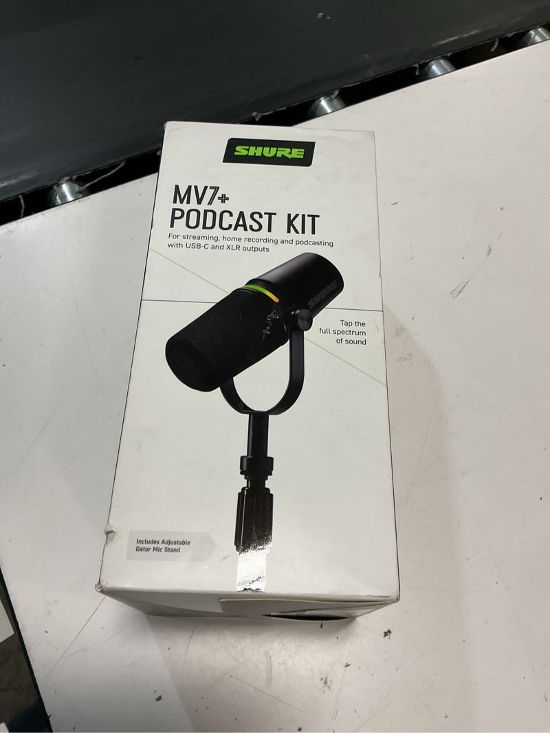 Condition photo showing Good Condition for shure mv7+ hybrid output usb-c & xlr podcast microphone & desktop stand (black)