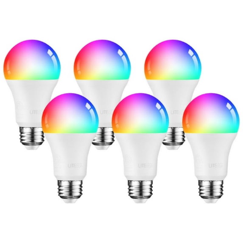 Pack A19 A19 Smart LED Light Bulbs, WiFi & Bluetooth, 60W Equiv, E26 Base, 2000K-5000K RGBCW Full Color Changing Smart Bulb