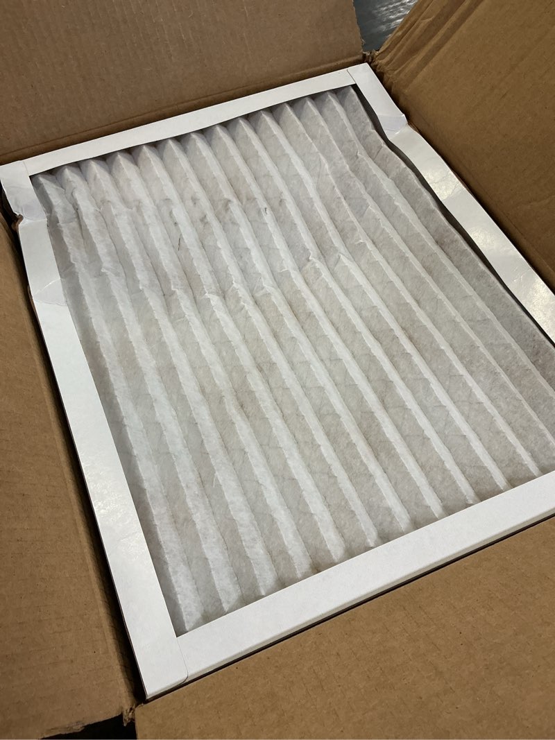Condition photo showing New/Like New for amazon basics 16x20x1 air filter 6-pack, merv 8 ac furnace filters, allergy control, removes dust, lint and pollen, electrostatic (actual size: 15.75" x 19.75" x 0.75")
